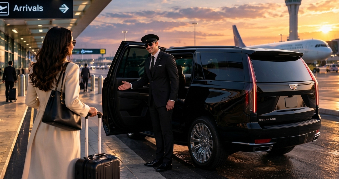 Miami Airport Limo Service with professional chauffeur and luxury SUV